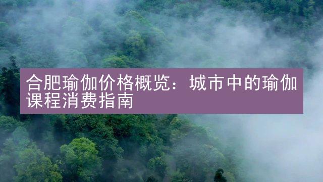 合肥瑜伽价格概览：城市中的瑜伽课程消费指南